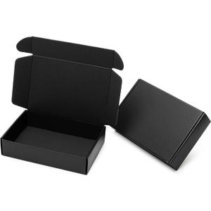 Mcfleet 9x6x2" Black Shipping Boxes - 24 Pack Corrugated Cardboard Mailing Box Packaging for Small Business - Tab Locking Literature Mailer Flat Empty Gift Packing Supplies