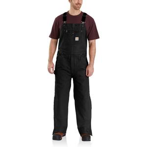 Carhartt Men's 104031 Washed Duck Bib Overalls - Quilt Lined (Medium Tall, Black)
