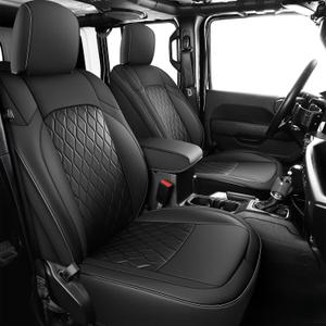 Coverado Seat Covers Fullset for Jeep Wrangler, Waterproof Car Seat Covers for Automotive Truck Seat Covers Custom Fit for 2018-2024 Jeep Wrangler JL 4-Door with Rear Cupholder OnlyBlack