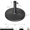 EliteShade USA 18" Patio Umbrella Base Stand, 30LBS Heavy Duty Cast Resin Outdoor Umbrella Stand Holder With 2 Adjustable Knobs for Garden Table, Rust-Free Large Umbrella Base for Backyard, Deck, Lawn, Poolside Fits 1.5"-1.9" Poles, Black