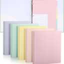 Ctosree 5 Sets 1 Inch Heavy Duty 3 Ring Binder with 2 Pockets with 5 Tab Dividers 8.5 x 11 Inch Plastic Film and File Folder Labels for Letter Size Paper Office Home Supplies (Cute Color)