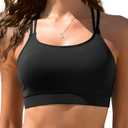 Black Women Sports Bra Bikini Top - Scoop Neck Criss Cross Back Swim Top Spaghetti Straps Bathing Suit Top Only 2025 XL