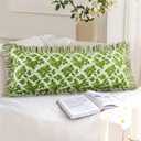 2 x 14x36 Inch Cotton Block Print Ruffle Sham Cover,Handmade Boho Floral Block Print Pillowcase,Ruffle Trim,Soft Decorative Cushion Case for Bedroom,Farmhouse&Cottagecore Bedding