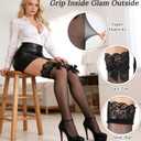 2 Pcs Black Lace Thigh High Stockings, Sheer Lace Top Thigh High Stockings with Bow Design Style Over the Knee Highs Thighs for Women 1 Pair (Black, One Size Fits Most) (Black)