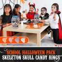 30 Pack Halloween Ring Candy - Individually Wrapped Holiday Themed Skull Candys Packed in a Skull Jar  Trick Or Treat Strawberry And Tutti Frutti Delicious Candys - Bulk Halloween Suckers Great Use, For Kids, Trick Or Treat, Party Favor, Classrooms, Goodie Bags