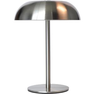 Portable LED Mushroom Table Lamp, 8.46'' Metal Small Cordless Desk Night Light with 5200mAh Rechargeable Battery, Stepless Dimming Lamp with 3 Colors for Bedroom/Bar/Coffee Shop (Silver)