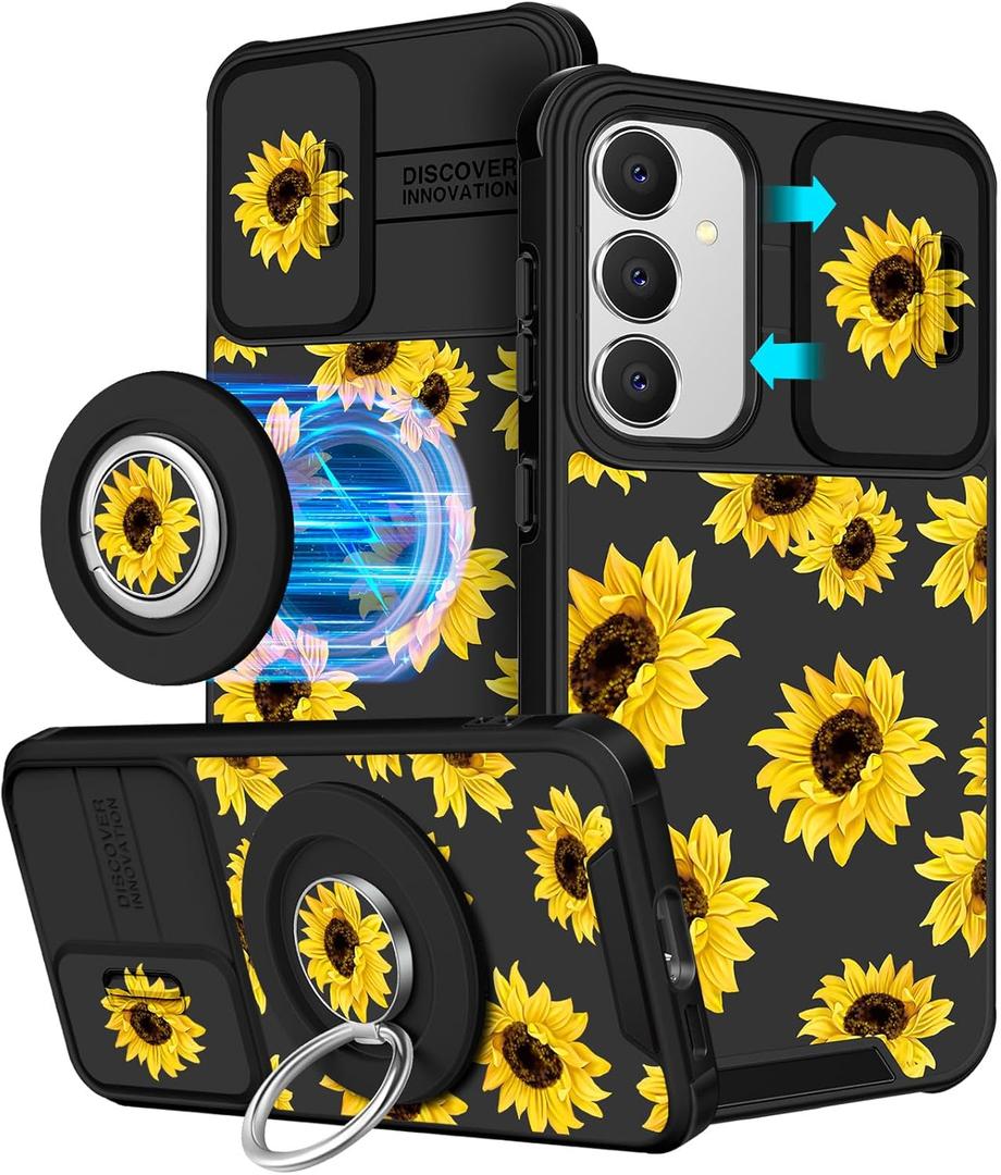 for Samsung Galaxy S Series Case - Women Cute Girls Phone Cover with Camera Cover Compatible with MagSafe Ring Holder Stand