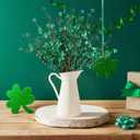 8 Pcs St Patricks Day Decorations 17'' Foam Artificial Shamrock Picks Clover Shaped Green Berry Branches Lucky Clover Floral Stem Gifts for Irish Festival Party Table Centerpieces Home Decor