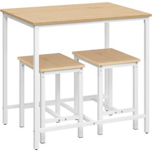 HOOBRO 3-Piece Industrial Dining Table Set, Kitchen Table, Space Saving Dinette for Kitchen, Dining Room, Small Space, Breakfast Nook, Living Room, Party, Natural and White WN75CZ01G1, 31.5'' L 23.6'' W 29.5'' H