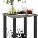 Furinno Simplistic 1-Tier End Side Night Stand/Bedside Table with Plastic Poles, French Oak Grey/Black