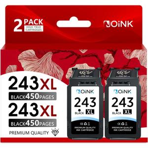 NOINK 243XL Ink Cartridges Black Combo Pack High Yield Replacement for Canon PG-243 XL – Compatible with Pixma TS3420 TS3400 MX490 MX492 MG2522 MG2922 TR4520 TR4522 TS3122, 2 Black