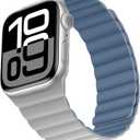 Compatible with Apple Watch Band, Double Sided Wearable Silicone Magnetic Strap for iWatch, Size: (42mm series10)/41mm/40mm/38mm, Gray/Blue