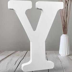 AOCEAN 12 Inch White Big Wood Letters Unfinished Wooden Letters for Wall Decor Decorative Standing Letters Slices Sign Board Decoration for Craft Home Party Projects (Y)