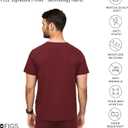 FIGS Chisec Scrub Top for Men 3 Pockets, Tailored Fit, Squared V-Neck, 4-Way Stretch, Moisture-Wicking (Red, S)