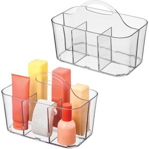 4-Section Storage Caddy with Handle, Set of 2, Clear