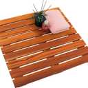 VaeFae Teak Shower Mat, Non-Slip Bath Mat, Luxury Spa Mat, Wooden Mat for Bathtub, 20 x 20 in