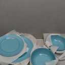 TP 12-Piece Melamine Dinnerware Sets, Plates and Bowls Dishes Set for 4, Break-Resistant & Non-Microwavable, Lightweight Dinner Plates, Teal