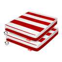 Pcinfuns Outdoor Chair Cushion 22 x 22 Inch Seat Cushions for Patio Furniture Garden Sofa Couch Chair Pads with Adjustable Straps Set of 2, Red White