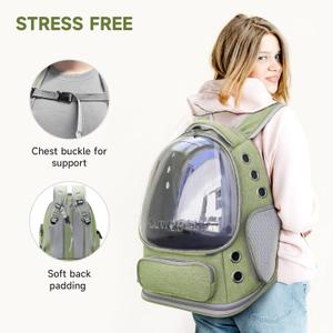 Cawypety Cat Backpack Carrier, Breathable Cat Carrier Large Space Bubble Pet Backpack for Kitty Small Dog up to 15lbs, Transparent & Foldable Pet Carrier for Travel Hiking