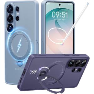 CASEKOO Blue 26U Case with 360 Spin Magnetic Stand [Fit for MagSafe] [18FT MIL-STD Protection] Shockproof Invisible Ring Holder Matte s26U Phone Case 6.9''