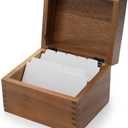 Ironwood Gourmet Acacia Wood Recipe Box with Divider Tabs, 2 Compartment, Single (For 3" x 5" and 4" x 6" Cards)
