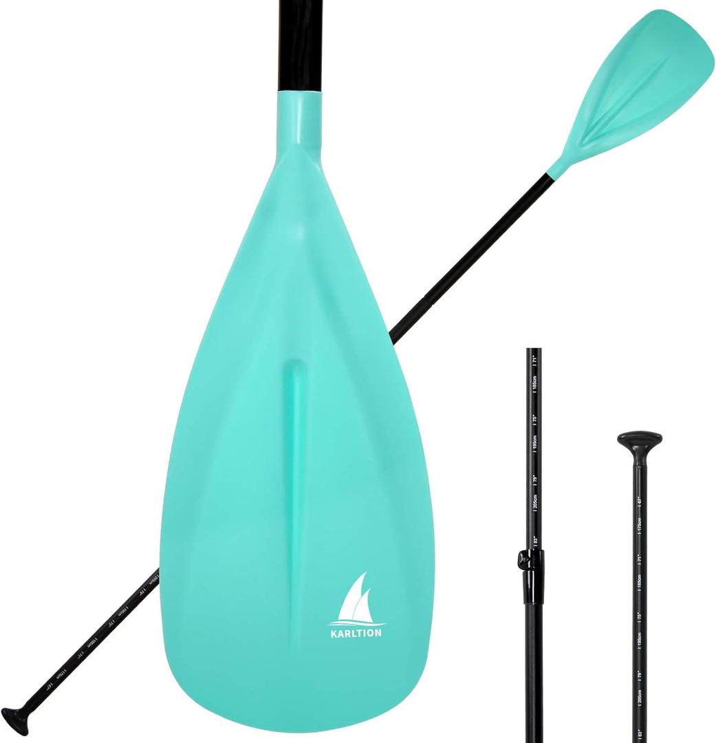 SUP Paddle - 3-Piece Adjustable Aluminium SUP Paddle with Glass Fiber Blade for Surfing, Floating, Water Sports (Turquoise)