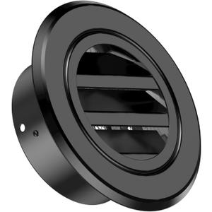 4 Inch Round Air Vent, HG Power Aluminium Alloy Louver Grille Cover, Soffit Vent with Built-in Screen Mesh for Bathroom Kitchen Office Ventilation, 3.74, Black