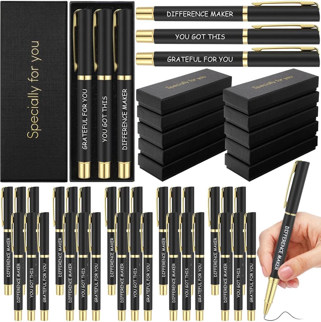 Tenceur 10 Set 50 Pcs Employee Appreciation Gifts Ballpoint Pens with Boxes and Cards Thank You Gifts in Bulk for Nurse Teacher Coworker Staff Team Member Office Supplies