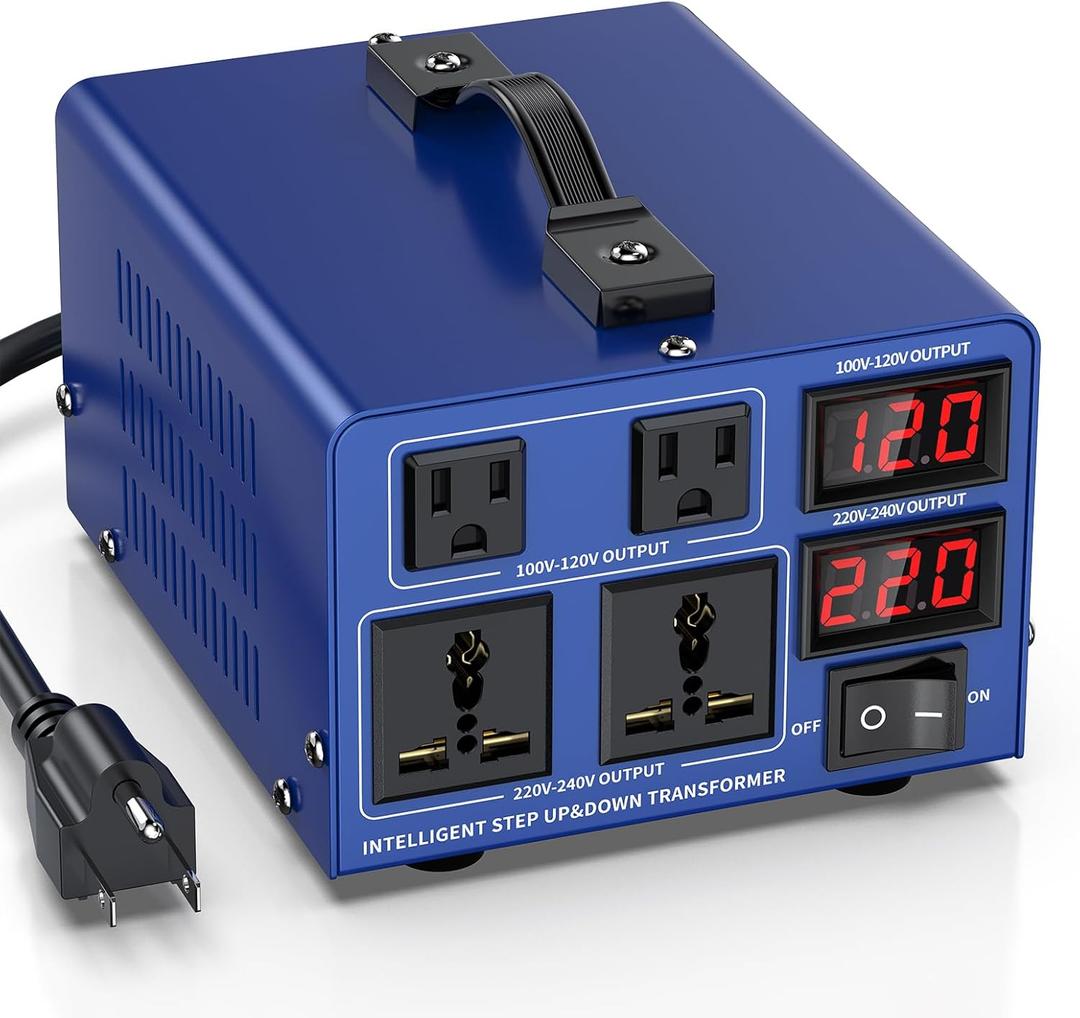 CELYYPU 1500 watt Voltage Conversion Transformer Heavy-Duty Step-up/Step-Down AC 110V/120V/220V/240V Power Conversion, with resettable Circuit Breaker Protection, with US Power Cord, LCD Display