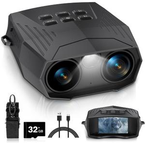 Night Vision Goggles, Night Vision Binoculars for Adults, 5000mAh Rechargeable Infrared Binoculars with 3'' Large Screen, 10X Digital Zoom External Flashlight for Camping