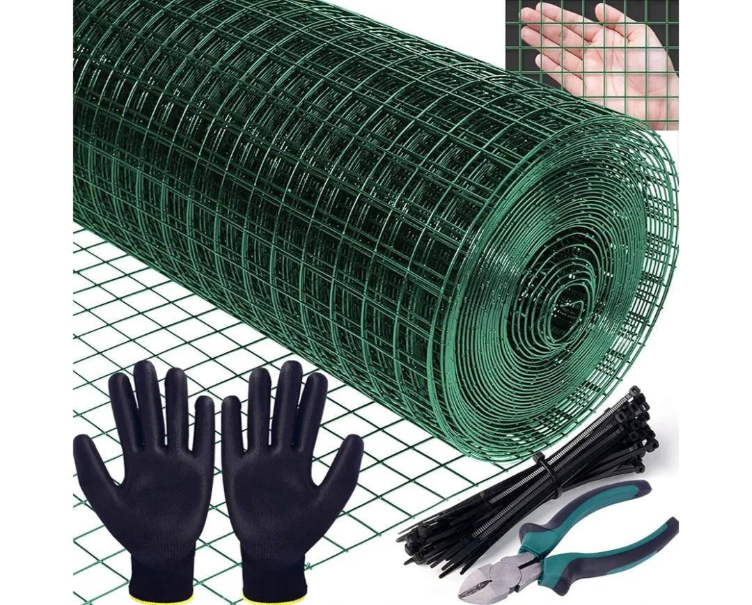 Hardware Cloth, 1/2 inch Mesh, 16 inch x 40 feet, 18 Gauge Chicken Wire, 100PCS Zip Ties, Cutting Pliers, Gloves for Chicken Coop, Rabbit Cages, Garden (1/2inch 16inx40ft)
