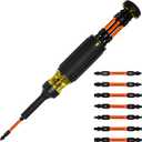 Klein Tools 32315HD 15-in-1 Multi-Bit Ratcheting Screwdriver, Impact-Rated, 7 Double-Ended ProFlex Torsion Zone Tips, 1/4-Inch Nut Driver, 8-Piece