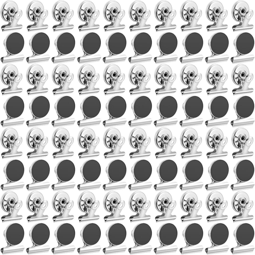 100 Magnetic Clips, Fridge Magnets, Magnet Clips Heavy Duty, Refrigerator Magnet Whiteboard Magnets Magnet Clips for Whiteboard for Office, Classroom, and Home, Silver