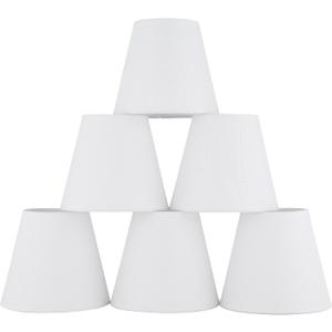 Ruiever 6pack Small Lampshades Clip On Bulb Fabric Lamp shade Bottom 5.9''x Top 3.54''xH 5.12'' for Chandeliers Wall Ceiling Table and Floor Lamps Eyes Protected Lampshades (White)