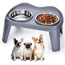 Petizer Small Sized Elevated Dog Bowls, No Spill Pet Feeder, Raised Bowl Stand with 2 Thick 35OZ Stainless Steel Food and Water Bowl Set, Grey (for Small/Medium Dogs)