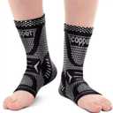 INDEEMAX Ankle Brace Compression Sleeve for Women & Men, Ankle Support Copper Infused Ankle Brace for Sprained Ankle, Plantar Fasciitis Sports, Achilles Tendonitis Pain Relief, Sliver Black, S