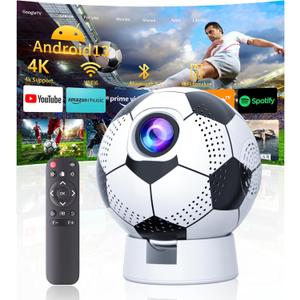 Mini Projector with WiFi and Bluetooth, Portable Movie Projector with 180 Rotatable, Support 4K 1080P for Outdoor Projector/Movie Projector, Compatible with Smartphone, Laptop, HDMI, TV Stick