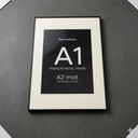 Homeforia A1 Poster Frame Silver, High End Metal A1 Large Picture Frame Silver with Mat A2 for Photo, 23.4x33.1 Frames Matted to 16.5x23.4 Print, 23.4 by 33.1 Frame, Tempered Glass, Wall Kit, Set of 1 (Black)