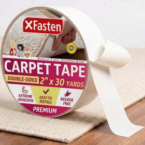 XFasten Double Sided Carpet Tape for Area Rugs, 2 Inch x 30 Yards  Heavy Duty Anti Slip Rug Grip Tape, Works as Rug Grippers, Residue Free, Wood Safe, Easy Removal for Hardwood and Laminated Floors