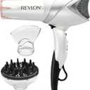 REVLON Infrared Hair Dryer with Diffuser - Ionic Blow Dryer, Diffuser, and Concentrator, Infrared Heat Technology to Prevent Over-Drying for Shiny, Soft Hair with Natural Moisture , White 