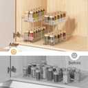 2 Packs Pull Out Spice Rack Organizer for Cabinet, 2 Tier Vertical Spice Organization, 5.47" Wx11.14 Dx9.76 H, Cabinet Size Need:13'' High x 12'' Deep x 6'' Wide(Not for Cabinet with Lip)