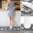 Boho Kitchen Rug Sets 2 Piece with Runner, Non-Slip Kitchen Mats for Floor Stain-Resistant and Washable Kitchen Rugs and Mats Grey Kitchen Floor Mat Runner Carpet for Kitchen, Hallway, Easy to Clean
