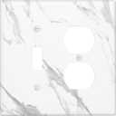 White Vein Marble Abstract Luxury Minimalism Wallplates 1 Toggle 1 Duplex Switch Plate Electrical GFCI Faceplate Decorative Light Switch Covers for Bathroom Kitchen Decor
