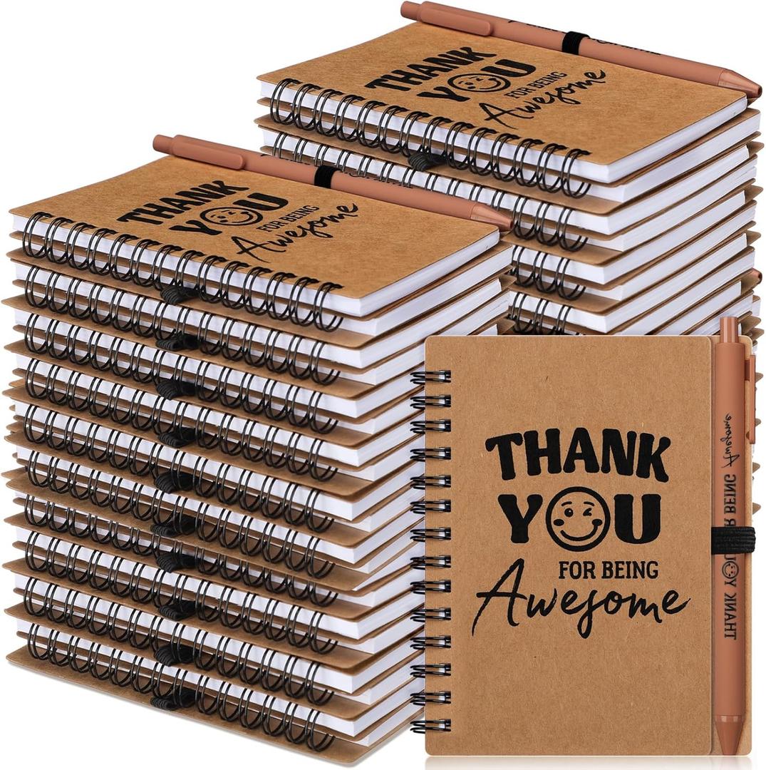 24 Set/48 Pcs Employee Appreciation Gifts Bulk Inspirational Spiral Notebook with Pen Small Motivational Notepad Thank You Gift for Staff Team Teacher Coworker