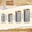 Zonon 3 Pcs Farmhouse Vase Decor with Twine Bow 4.33" Galvanized Flower Bucket 5.91" Metal Pots 7.09" Rustic Decorated Vases for Artificial Flowers Home Table Weddings Decor (Black)