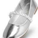 DREAM PAIRS Girls Mary Jane Dress Shoes Ballerina Flats for Wedding, Party (Toddler/Little Kid/Big Kid) (Silver-Pu)