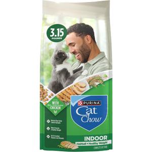 Purina Cat Chow Indoor Healthy Weight and Hairball Dry Cat Food With Chicken - (Pack of 4) 3.15 lb. Bags (EXP 01/31/28)
