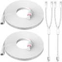 2 Set 16FT Permanent Outdoor Lights Extension Cable with Y-Splitter (1 Female to 2 Male), IP68 Waterproof Extension Cord, 3 Pin Power Cord for Go-vee H705A H705B H705C H706A H706B H706C