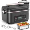 Cordless Electric Lunch Box, 24000mAh Rechargeable Food Warmer with 5-Sided Heating, 1.3L Portable Self Heating Lunch Box with Smart Timer & Lock Screen for Work, Car, Truck, Camping
