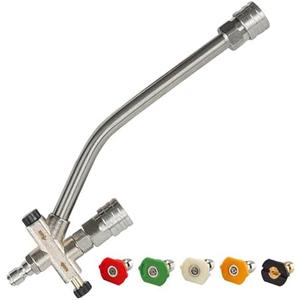 Hourleey Foam Cannon Dual-Connector Accessory, Pressure Washer Double Tip Attachment for Soap Cannon with 5 Power Washer Sprayer Nozzles, 1/4" Quick Connect, 4000 PSI